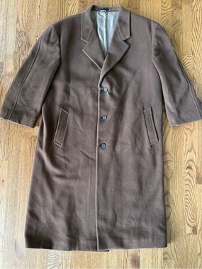 Vintage Spiegel Men’s Overcoat 46R Brown Wool Cashmere Blend Long Coat